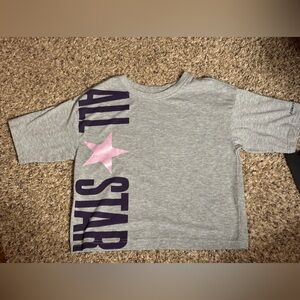 Converse Macy's T-Shirt Youth Girl Size Small 8/10  Gray Graphic Print Logo NWT